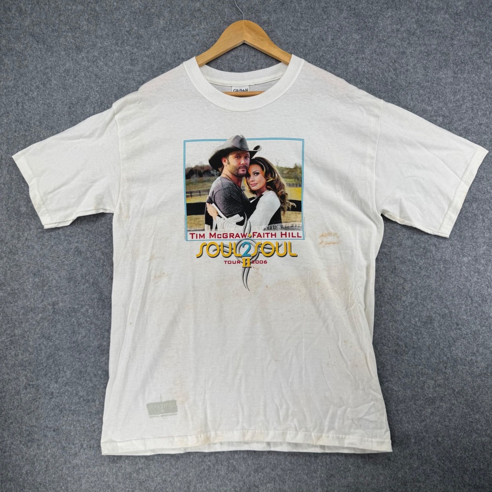 Y2K Tim McGraw Faith Hill Soul2Soul II Tour 2006 T-Shirt Mens L White Country
